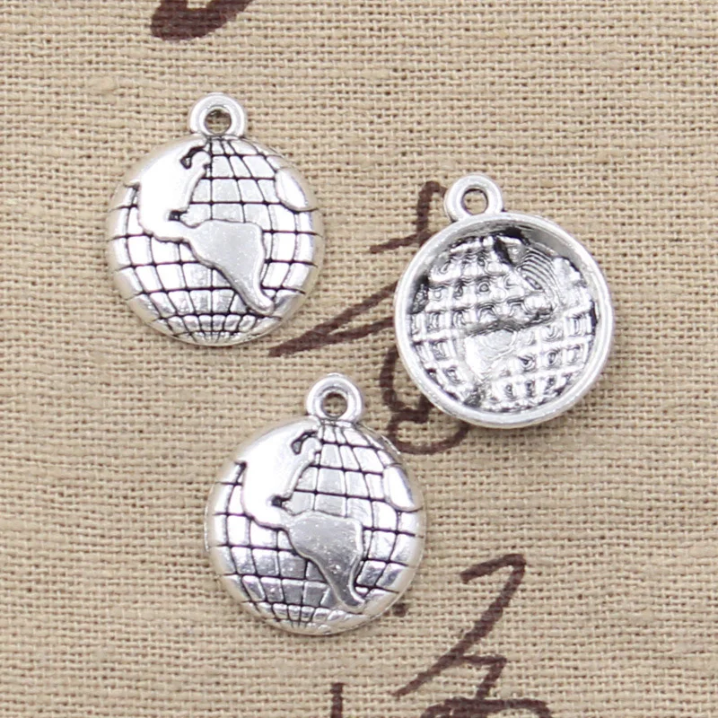 12pcs Charms Globe Earth 19x15mm Antique Making Pendant fit,Vintage Tibetan Bronze Silver color,DIY Handmade Jewelry