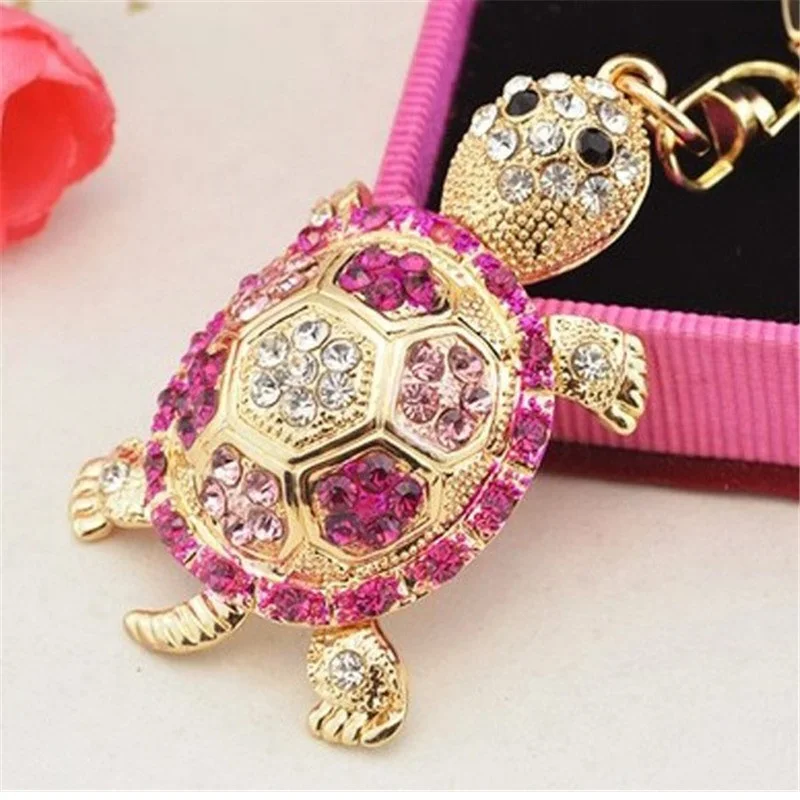 2026 Fashion full Crystal Rhinestone Tortoise Keychain for Women\'s bags Decoration Pendants Accessories Car keyrings Jewelry
