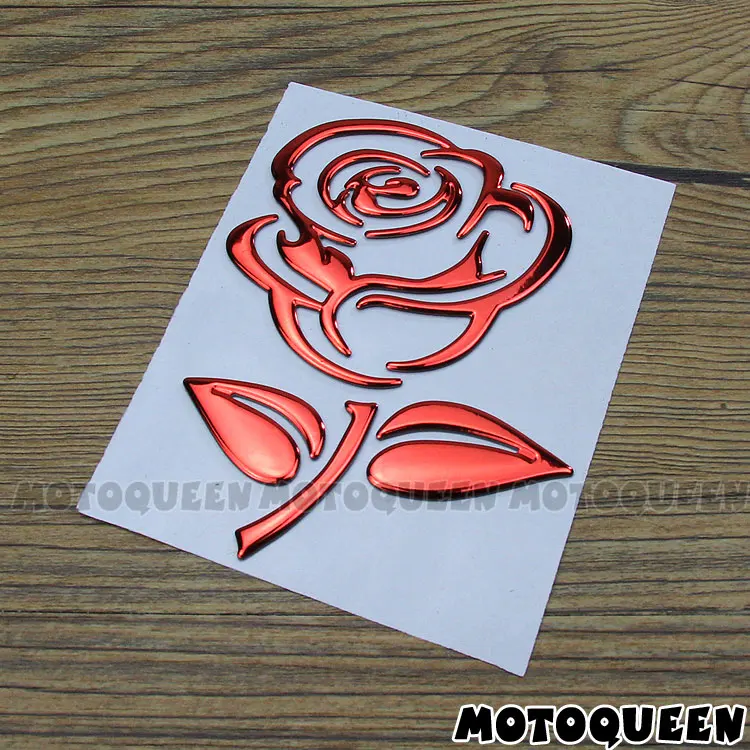 1Pcs 3D Chrome Rose Motorcycle Car Truck Stickers Emblem Helmet Decor Decals For Universal Haley Honda Yamaha Kawasaki Suzuki