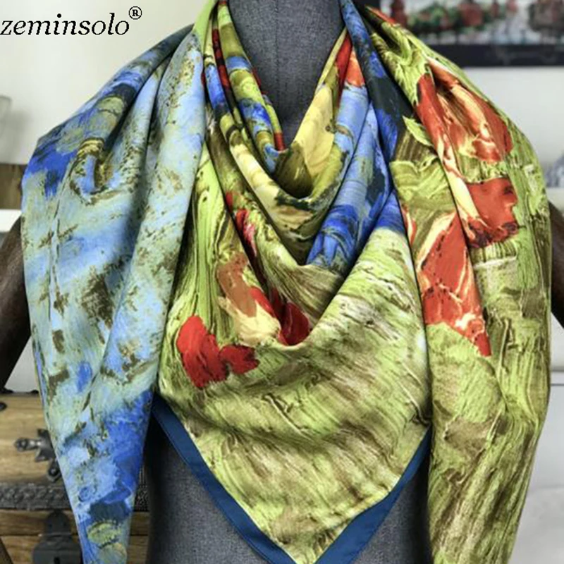 New Women Square Silk Scarf Luxury Designer Brand Ladies Scarves For Women Female Bandana High Quality Shawls Stoles Girl Gifts