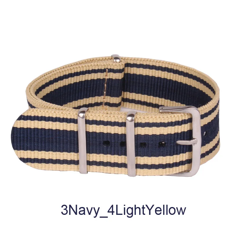 20 mm Stripe Navy Beige Woven Fiber watchband 20mm Nylon Watch Bracelet Straps Wristwatch Band Buckle Cheap fabric