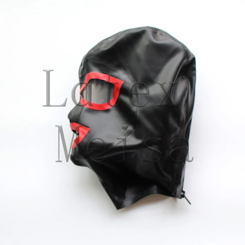 3D clipping handmade latex hoods masks open eyes nostrils and mouth with back zip for adults