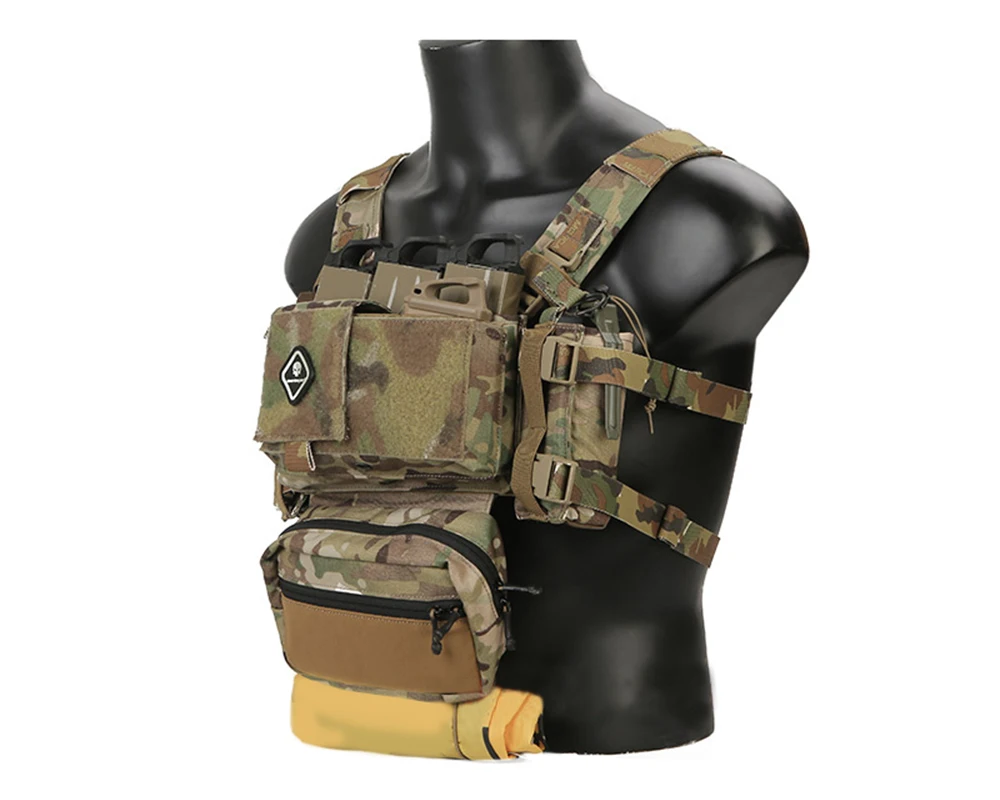 EMERSONGEAR Taktisches Chest Rig Micro Fight Chissis MK3 Chest Rig Airsoft Jagd Kampfweste mit 5,56 Mag Pouch Multi-Camo – Detail 8
