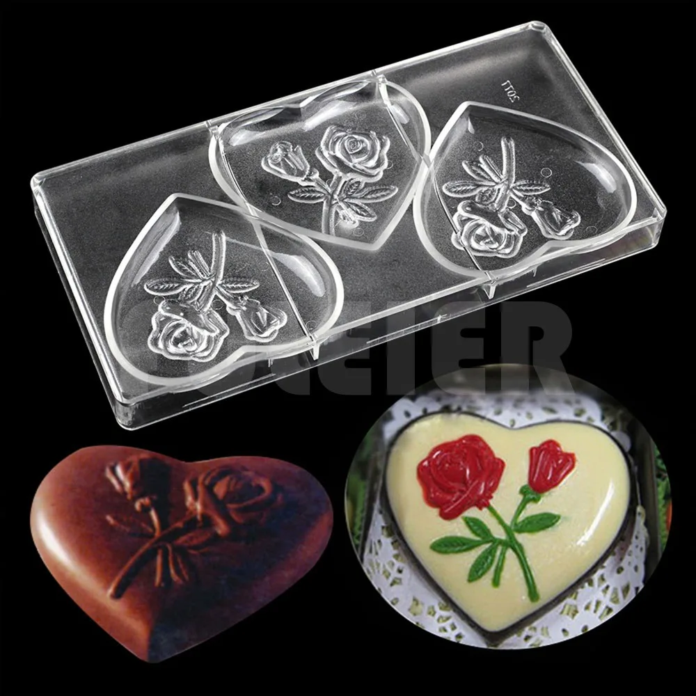 

large heart shape baking mold polycarbonate chocolate moulds plastic fondant decor candy molds pastry cake chocolate making tool