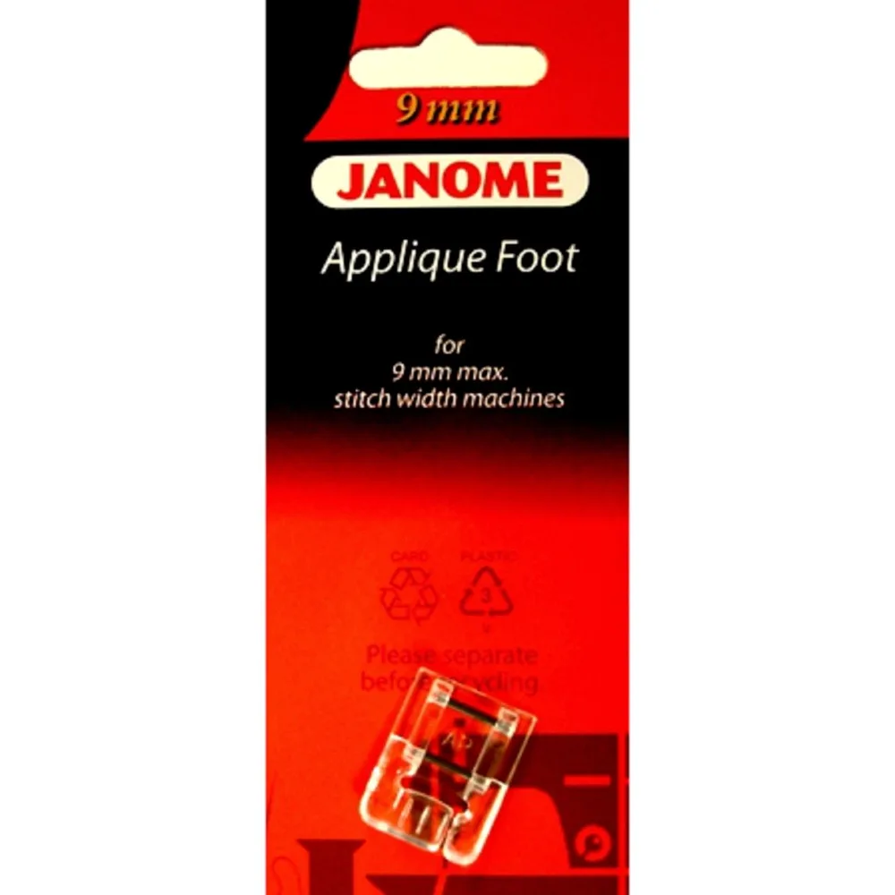 

Applique Foot #202086002 For Janome 9mm Max Stitch Width Machine