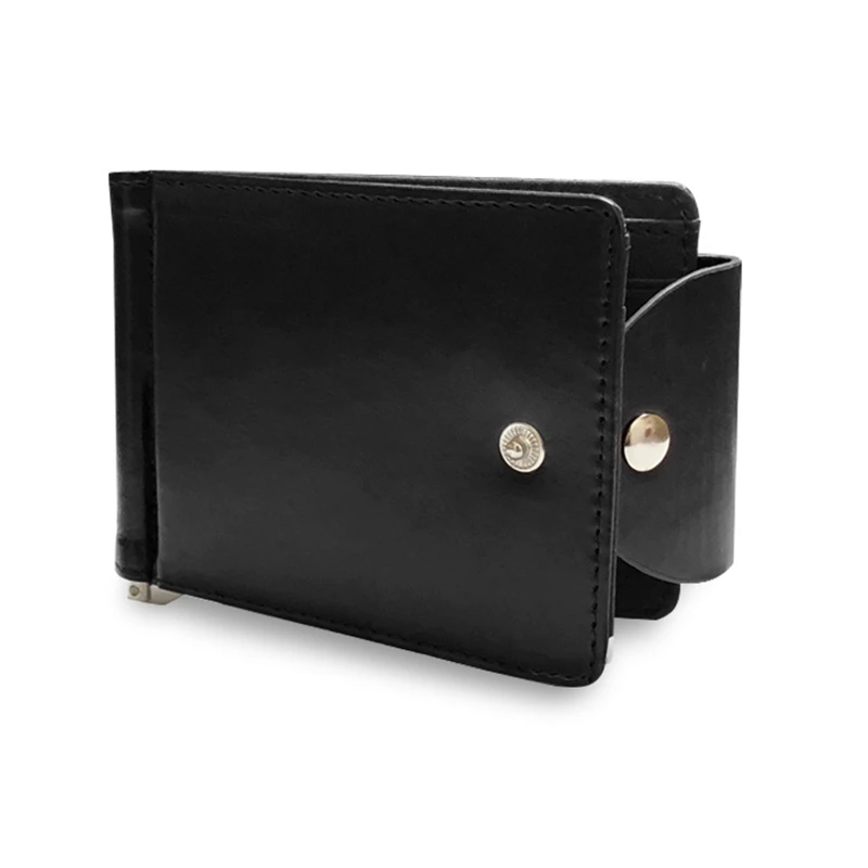 New Fashion Short Small Men's Leather Money Clip Wallet With Metal