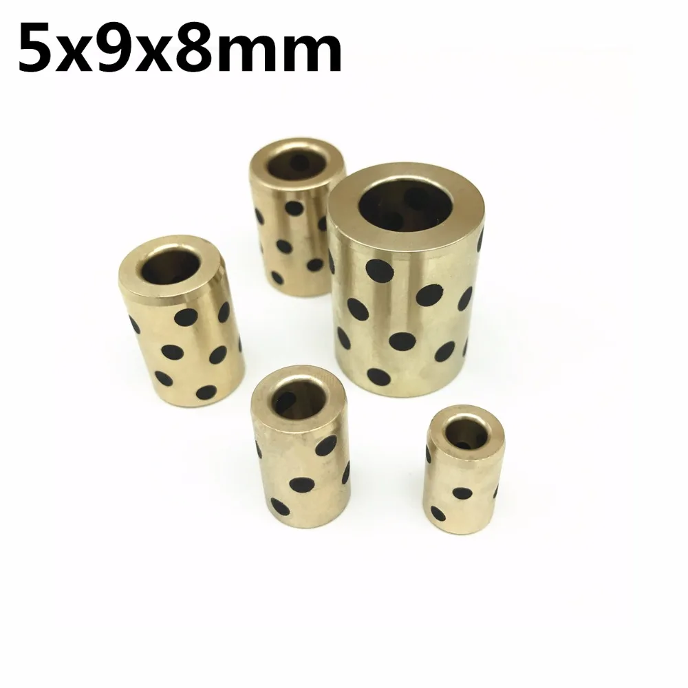 5x9x8 mm linear graphite copper set bearing copper bushing oil self-lubricating bearing JDB for shaft 5mm Copper sleeve