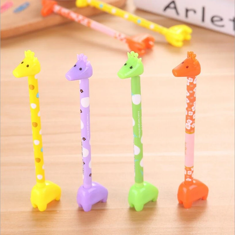 

2Pcs/lot 0.38mm Giraffe Style Gel Pen Cute Animal Black Water Ink Pens Stationery Office School Students Supplies