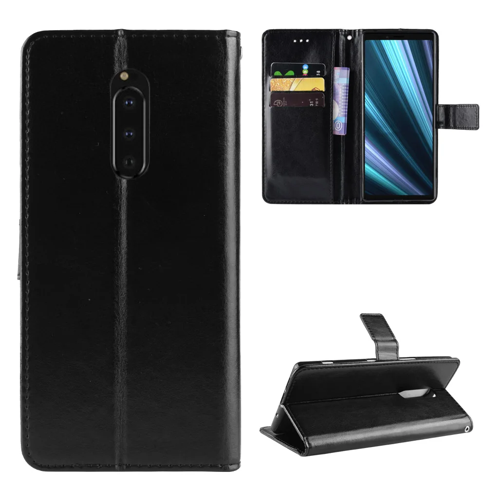 For Sony Xperia 1 Case Retro Wallet Flip Style Glossy PU Leather Protective Phone Cover For Sony Xperia 1 J8110 J8170 J9110 Case
