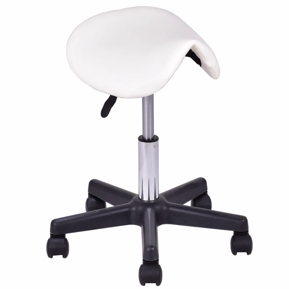 

Saddle Stool Ha Ha Feet Rotation Bar Stool White -US stock