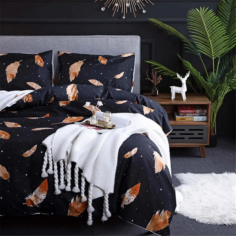 

European and American Animal Leopard Sanding Grid Printed Duvet Cover Set With Pillowcase Single Twin Double Full Queen King