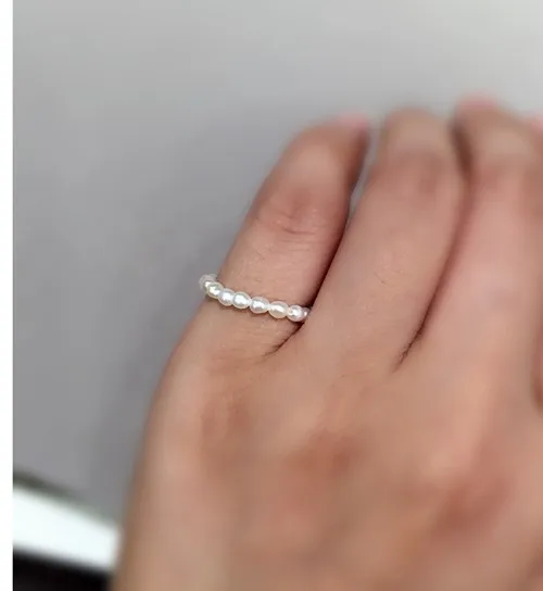 Natural fresh water pearl tail ring rice shape tiny pearl