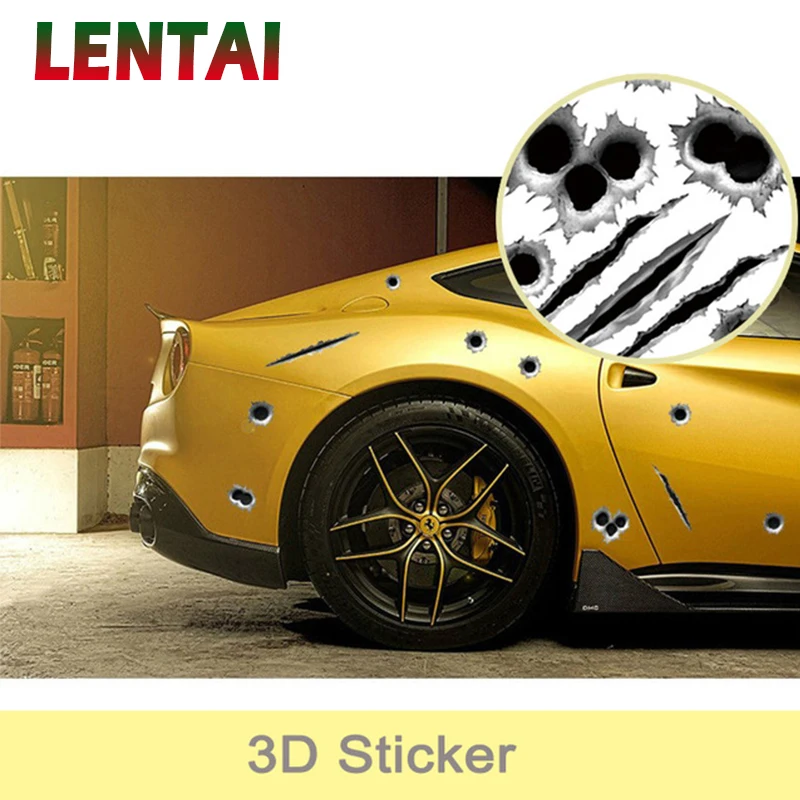 LENTAI For Skoda octavia a7 a5 2 rapid fabia Volvo xc90 s60 Mazda 3 6 cx-5 Chery Lifan Car Sticker Cover Bullet Hole 3D Styling