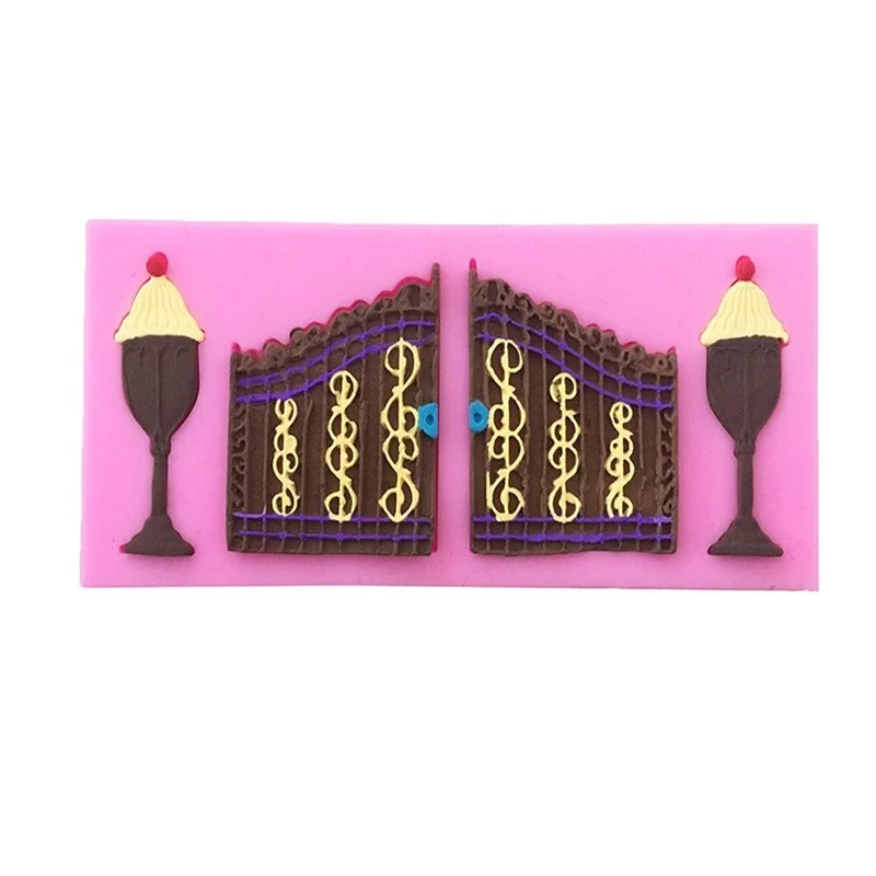 Retro Door and light Candle Fondant lace Cake Decorating Tools 3D Silicone Chocolate Mold baking Paste Mould T0721