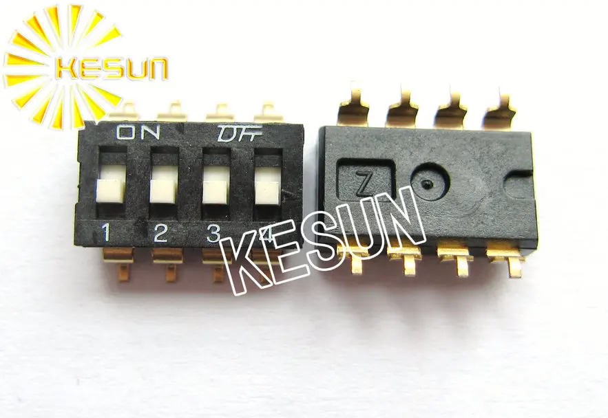 

China Quality KM-04 Black 4P SMT DIP Switch 2.54mm 4 Position IC Encoder Switch Slide Switch KM-04H x 100PCS