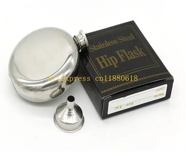 100pcs/lot Free Shipping Portable 5oz Stainless steel Liquor Wine MIni Hip Flask with Funnel 5 oz 5 Ounce