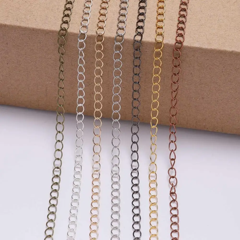 5m/lot 2.5 2.8 3.6 4.8 mm Long Open Link Ring Extended Extension Necklace Chains Tail Extender Chain For Jewelry Making Supplies