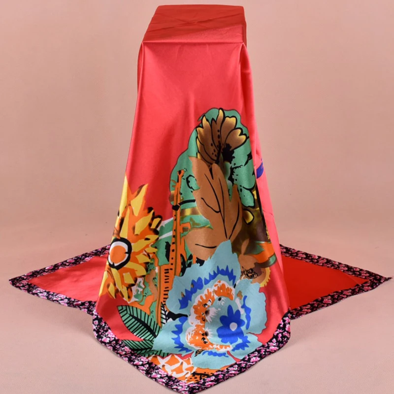 

multipurpose 90cm Square peony Scarf Neckscarf sarongs shawl warp Hijabs 90*90cm 30pc/lot #3672