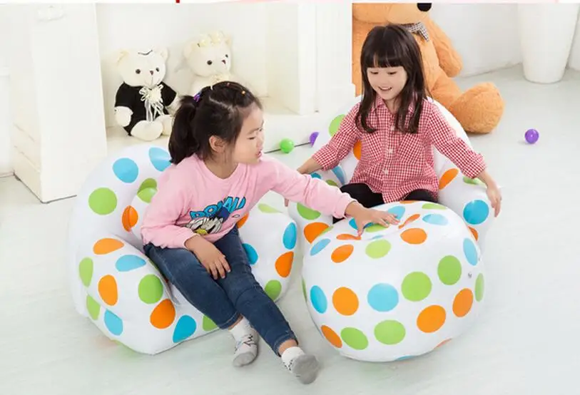 

children polka dots inflatable air bean bag armchair, kids play sofa, games beanbag chair with ottoman