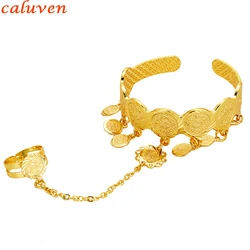 Dubai African Coins Bangles Arabic Jewelry Gold Bangles for Kids Copper Baby bracelets with Ring
