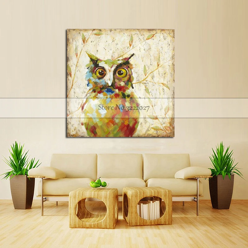 

100%handpainted Watercolor Oil Painting Abstract Owl Art Modern Canvas Painting Wall ArtPoster Wall Pictures For Living Room