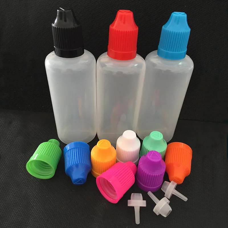 500pcs Empty Plastic Refillable Bottle PE 60ml E Liquid Eye Dropper Bottle with Childproof Cap for E Vapor juice Nail Gel