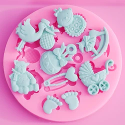 1Pc Cartoon Cute Cake Mould Baby Shower Party 3D Silicone Fondant Cookie Chocolate Mold for DIY Cake Decorating Tools