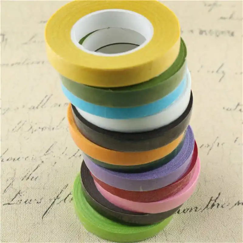 30Yard 12mm Self-adhesive Paper Tape Floral Stem for Garland Wreaths DIY Craft Artificial Silk Flower 1 Roll Florist Floral Stem