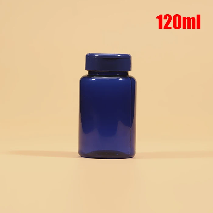 

100pcs 120ml Translucent Blue Color PET Plastic Empty Bottles, Capsules/Powder/Pills/Tablets/Vitamins Bottles With Flip Lids