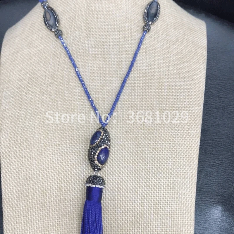 

Vintage tassel crystal elegant necklace accessories long style matching fashion accessories