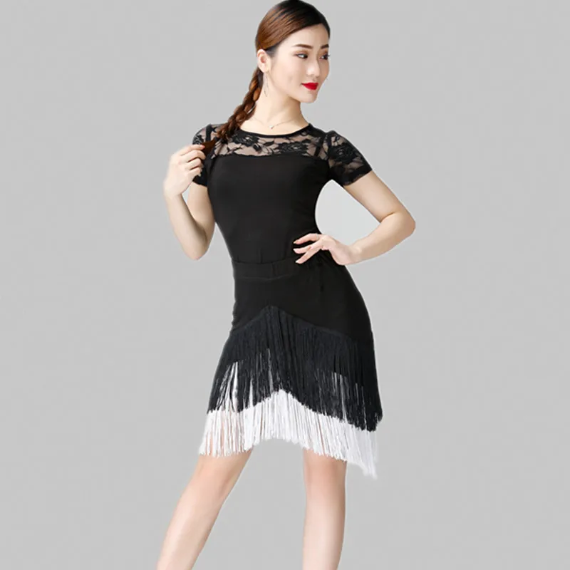 Diskon Besar Rok Tari Wanita Dewasa Rok Tari Latin Rumbai Ganda Rok Berumbai Perempuan Tidak Teratur Modern Cha/Rumba/Tango XXXL
