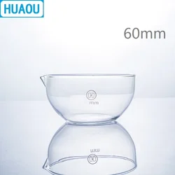 HUAOU 60mm Evaporating Dish Flat Bottom with Spout Borosilicate 3.3 Glass Laboratory Chemistry Equipment