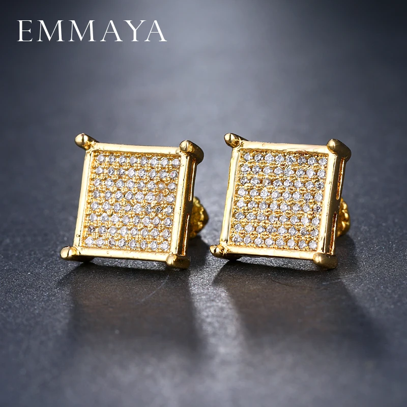 EMMAYA Square AAA CZ Stud Earrings for Women Deluxe Boucles d\'oreilles Party Jewels brinco feminino zirconia