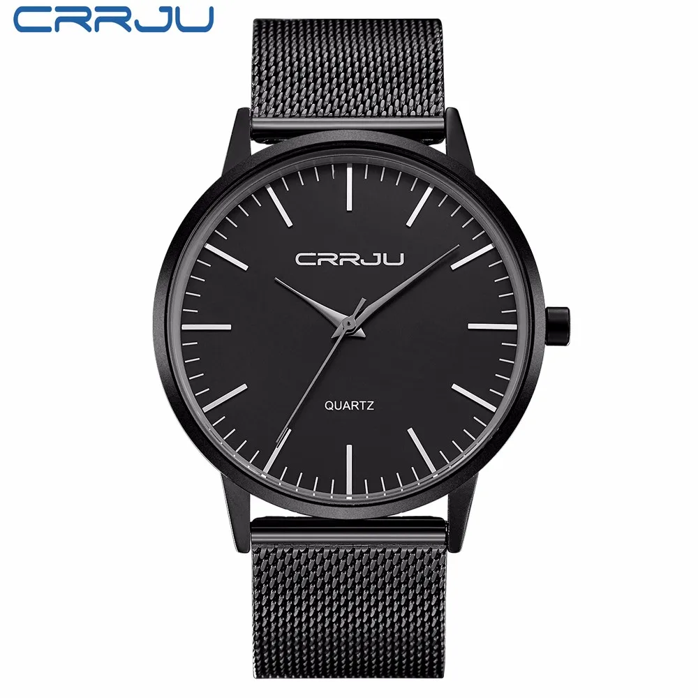 

CRRJU black stainless steel Sport Watch Men Top Brand Luxury waterproof Male Clock Fashion Quartz Wrist Watch reloj hombre