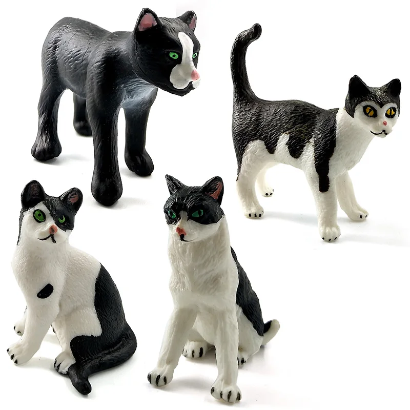 Figuras de animales de simulación de mini gato para niños, figuritas pequeñas de plástico, accesorios de decoración para el hogar, regalo, estatua de juguete