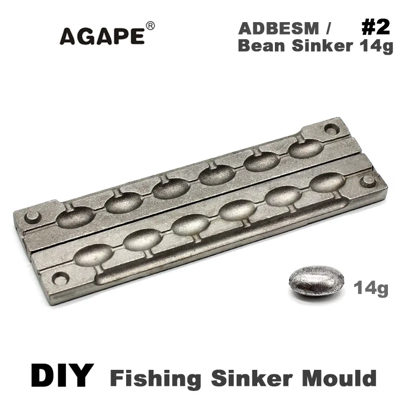 Agape DIY Fishing Bean Sinker Mould ADBESM/#2 Bean Sinker 14g 6 Cavities