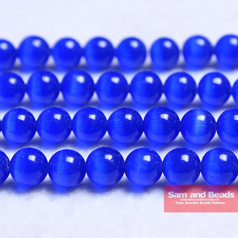 Free Shipping Natural Moon Stone Beads ,Opal Blue Cat Eye Round Loose Beads 16