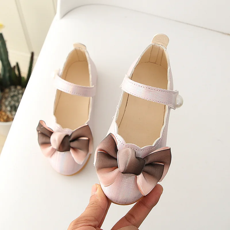 Spring Childrens Bow Leather Shoes Little Girls Kids Dress Party Wedding School Prinses Shoes Girls Flat Shoes A967