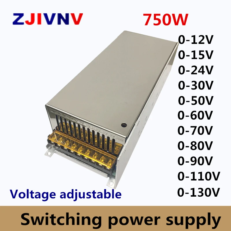 

750 Вт импульсный источник питания регулируемый выходной voltage0-12V 15 в 24 в 36 в 48 в 50 в 60 в 72 в 80 в 110 В 130 в AC-DC SMPS 15 в 50A