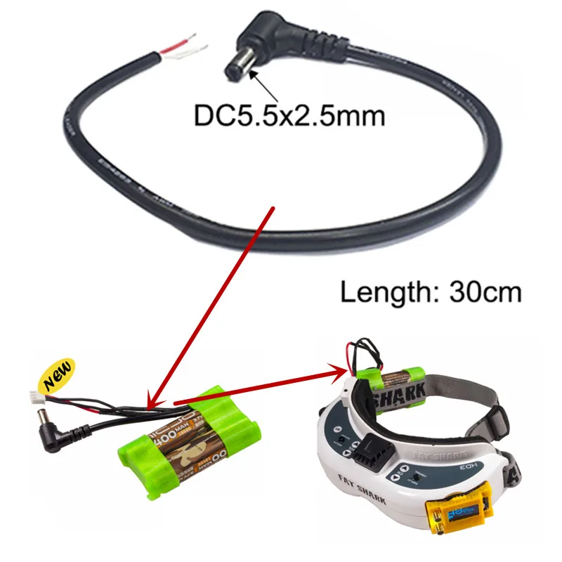 FPV occhiali connettori a filo 2.5mm adattatore di alimentazione linea di uscita 12V 4A DC 5.5*2.5mm per RC Lipo batteria Fatshark Fat Shark