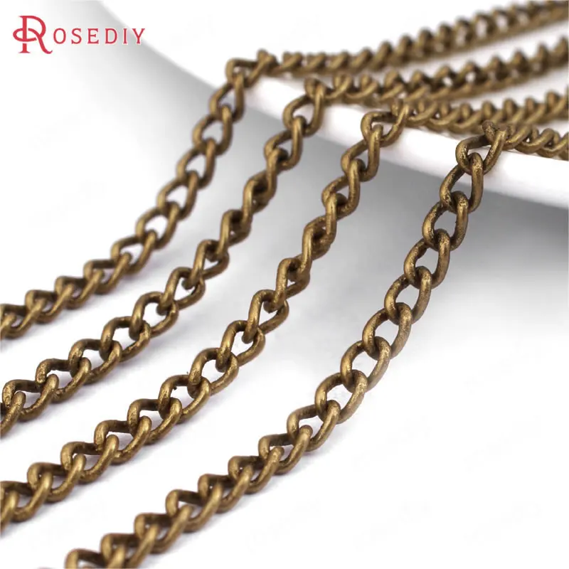 

(23560)2 meters width 3MM 3.5MM Antique Bronze Coppe Dense Stronger Extended Chain Diy Jewelry Findings Accessories Wholesale