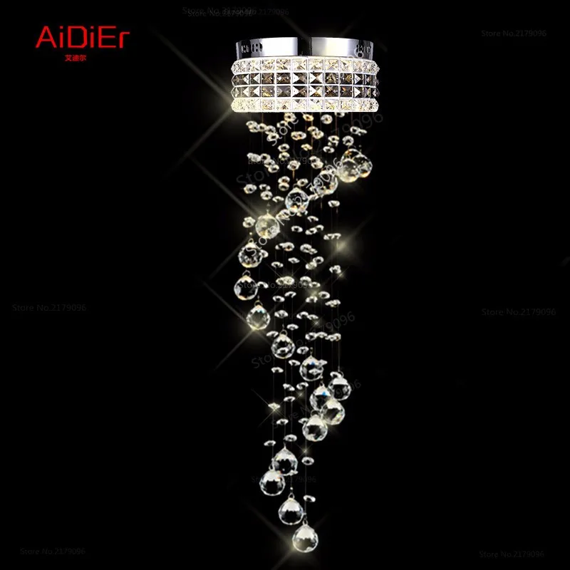 

Crystal lights penthouse stair lamp long rotating circular aisle living room lights restaurant LED chandelier hanging wire