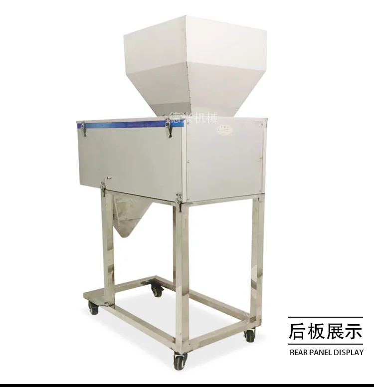 Автоматическая упаковочная машина для взвешивания пищевых продуктов, 20-1500 г, машина для наполнения фурнитуры для порошка, гранулированного чая, версия с двойным вибратором