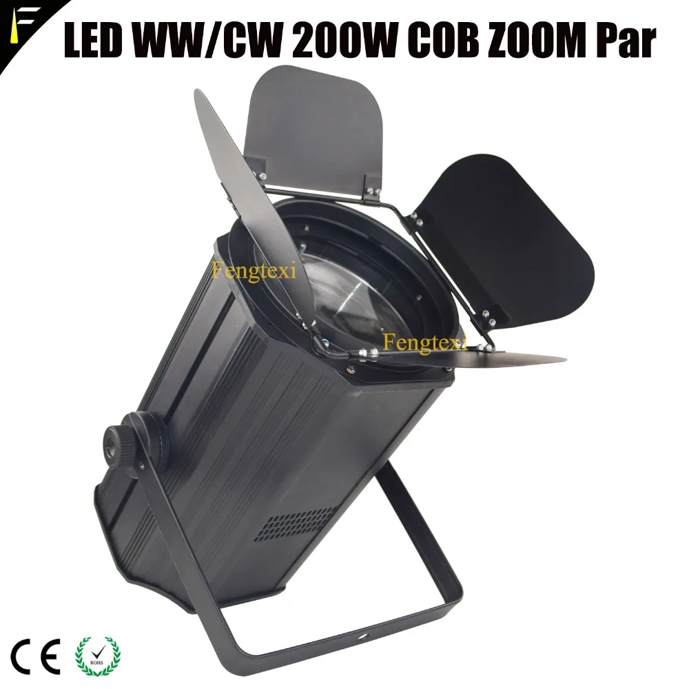 COB LED Theatre Zoom 200w Spot Light Cuboid Case Housing Par Can with Barn door Adjustable 11~60 Degree Beam Wedding Blinder Par