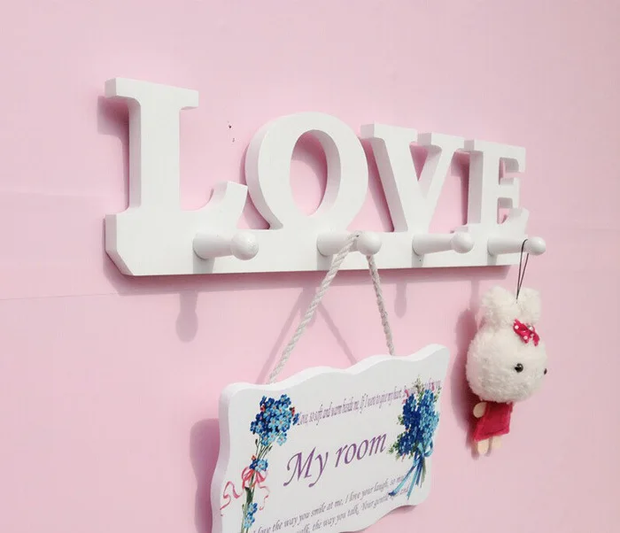 1PC High quality Modern minimalist LOVE / bird wall shelf white wooden Wall hanger racks for coat clothes key home deco JL 0998