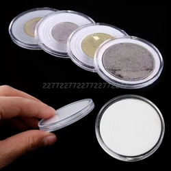 46mm Plastic Coin Holder Storage Case Collection Display Container Box 10pcs With Pad 5 size rings for choose N01