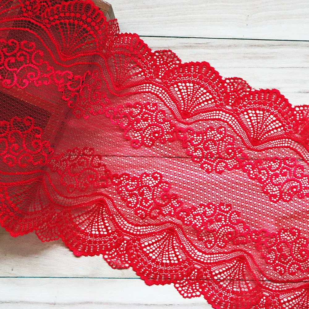 2Yards 22.5cm di larghezza rosso Vintage decorazione dei capelli ampio elastico elasticizzato pizzo Trim abito da sposa gonna biancheria intima