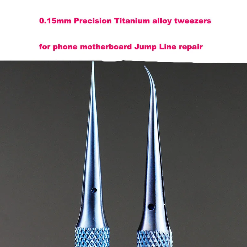 Precision Electronics Titanium Alloy Tweezers Professional Repair Fingerprint Jumper Wire Phone Motherboard Antimagnetic Forceps