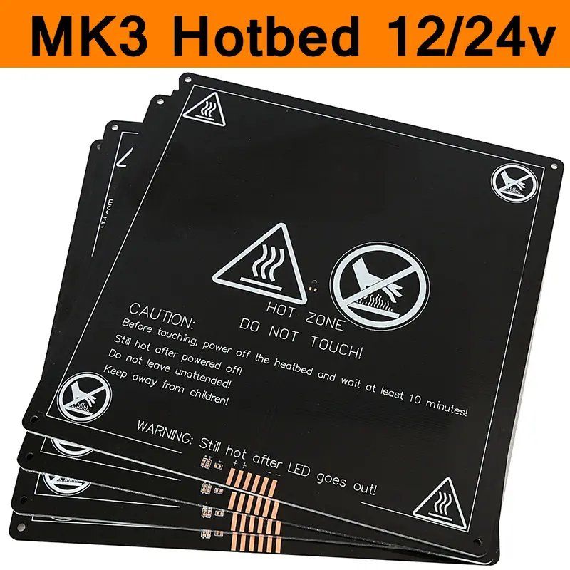 MK3 Heated Bed Heatbed Hotbed 12V 24V 3D Printers Part MK2B 214mmx214mm 220mm*220mm Black Aluminum AL Plate 1mm 3mm Thick Cable