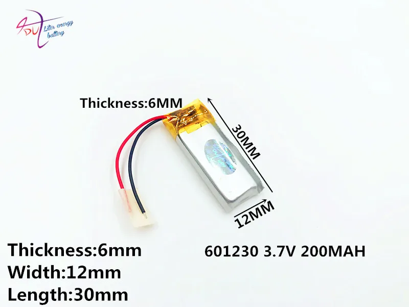 Bateria litowo-polimerowa 3.7 V, 601230 200mah może być dostosowana do potrzeb klienta certyfikat jakości CE FCC ROHS MSDS